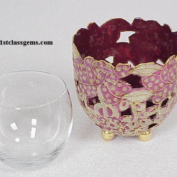 FINAL SALE PRICE NYCO International Cut-Out Cloisonne Lace Votive in Mauve - Picture 2 of 2